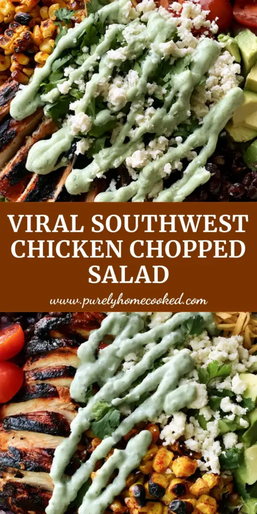 Southwest Chicken Chopped Salad: The Ultimate Bold and Crunchy Recipe 4 A top-down aesthetic food photography shot of a Southwest Chicken Chopped Salad in a matte cream bowl featuring seared chicken with grill marks, charred corn, and avocado cubes.