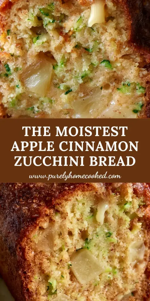 Apple cinnamon zucchini bread with a Crunchy Cinnamon Sugar Crust 4 A thick slice of Apple cinnamon zucchini bread with a melting butter pat on a rustic ceramic plate.