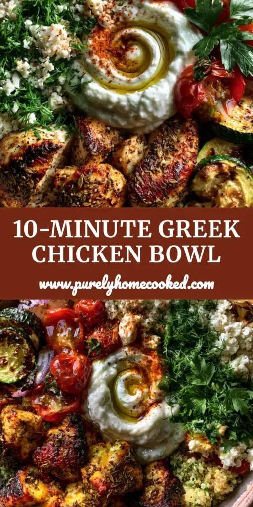 Greek Foods: The Ultimate Mediterranean Meal Prep Bowl with Oregano Charred Chicken 4 A colorful Mediterranean meal prep bowl featuring seared oregano chicken, lemon quinoa, and blistered tomatoes. (Greek foods)