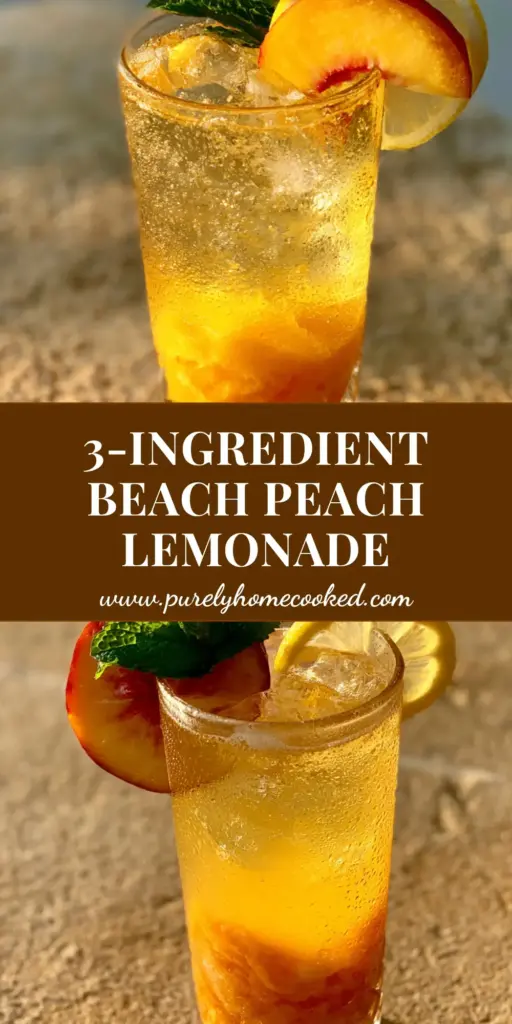 Beach Peach Lemonade Cocktail: The Ultimate Sparkling Summer Sipper 4 A tall crystal glass featuring the Beach Peach Lemonade Cocktail with thick orange puree at the bottom and sparkling yellow lemonade on top.