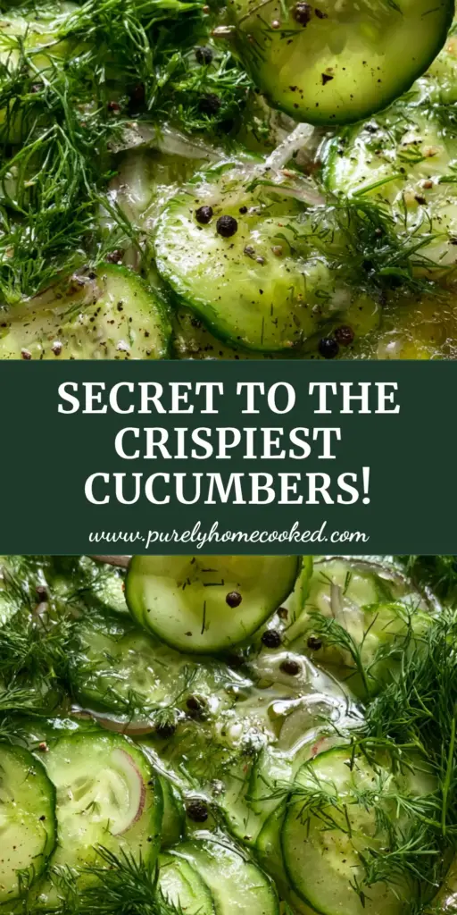 Cucumbers and Onions in Vinegar: The Ultimate Crisp Summer Salad 3 A crystal-clear bowl of Cucumbers and onions in vinegar with fresh dill and black peppercorns on a stone countertop.