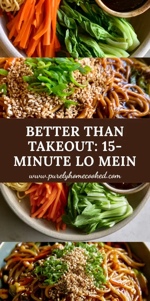 Lo Mein Noodles with a Shimmering Dark Amber Garlic Soy Glaze 3 A steaming bowl of lo mein noodles drenched in a shimmering dark amber garlic soy glaze, topped with toasted sesame seeds and sliced green scallions on a concrete background.