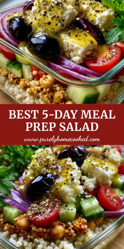 Mediterranean Quinoa Salad: The Ultimate Vibrant Meal Prep Guide 4 A vertical shot of a vibrant Mediterranean quinoa salad in a glass meal prep container with layers of white quinoa, chickpeas, cucumbers, and feta. (Mediterranean quinoa salad)