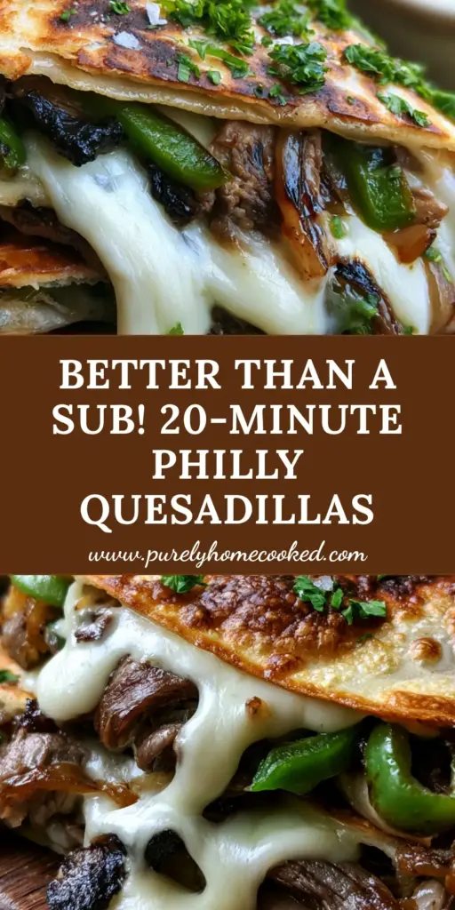 Philly cheesesteak quesadillas with Charred Ribeye and Garlic Sauce 4 A stack of crispy Philly cheesesteak quesadillas on a rustic board with molten provolone cheese cascading out.