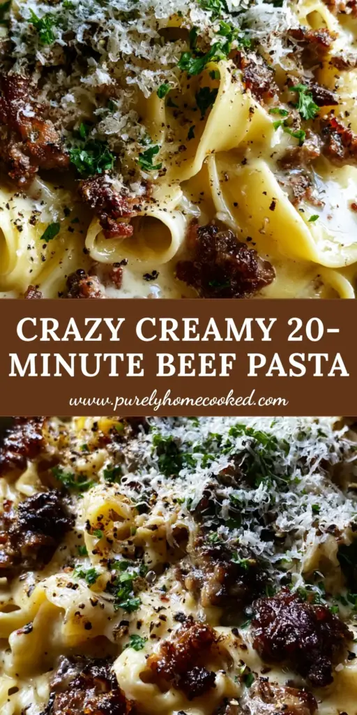 Beef and Garlic Butter Pasta: The Ultimate 20-Minute Creamy Comfort Food 4 A shallow bowl of Beef and Garlic Butter Pasta with ribbon noodles, caramelized beef crumbles, and fresh parsley garnish.