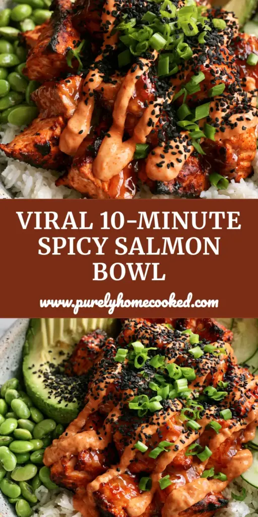 Salmon Rice Bowls with Air-Fried Honey Sriracha Glaze 3 A vibrant salmon rice bowl featuring charred honey-sriracha salmon, fanned avocado, and edamame on jasmine rice. (salmon rice bowls)