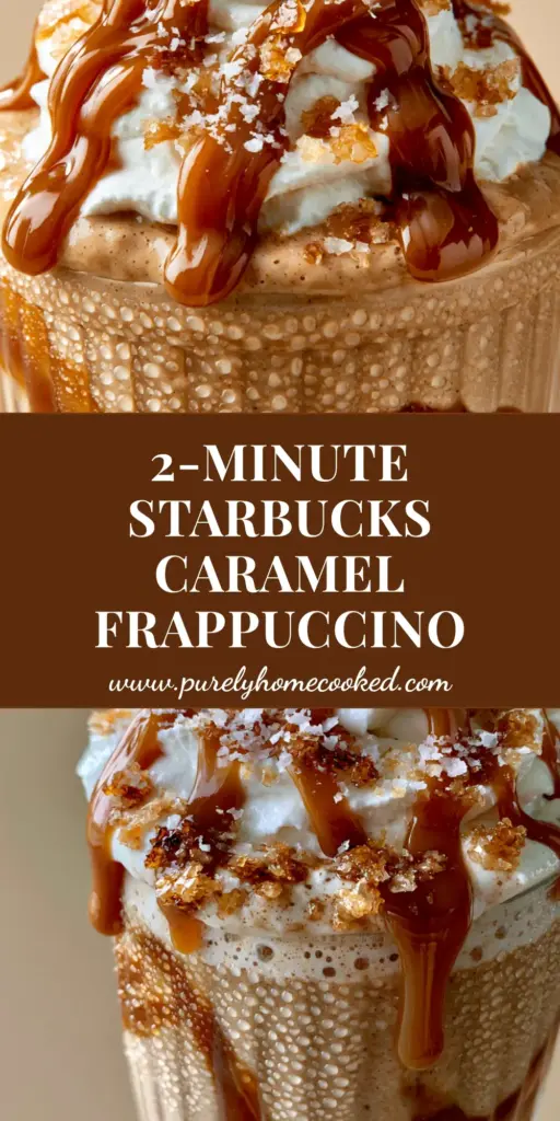 Frappe Recipe: The Ultimate Salted Caramel Coffee Shake 4 A tall ribbed glass filled with a caramel frappe recipe, featuring thick whipped cream and caramel drizzle.
