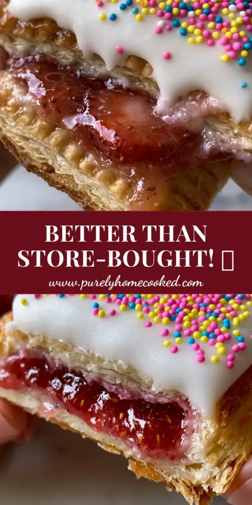 A stack of homemade pop tarts with thick white glaze and rainbow sprinkles on a marble surface.